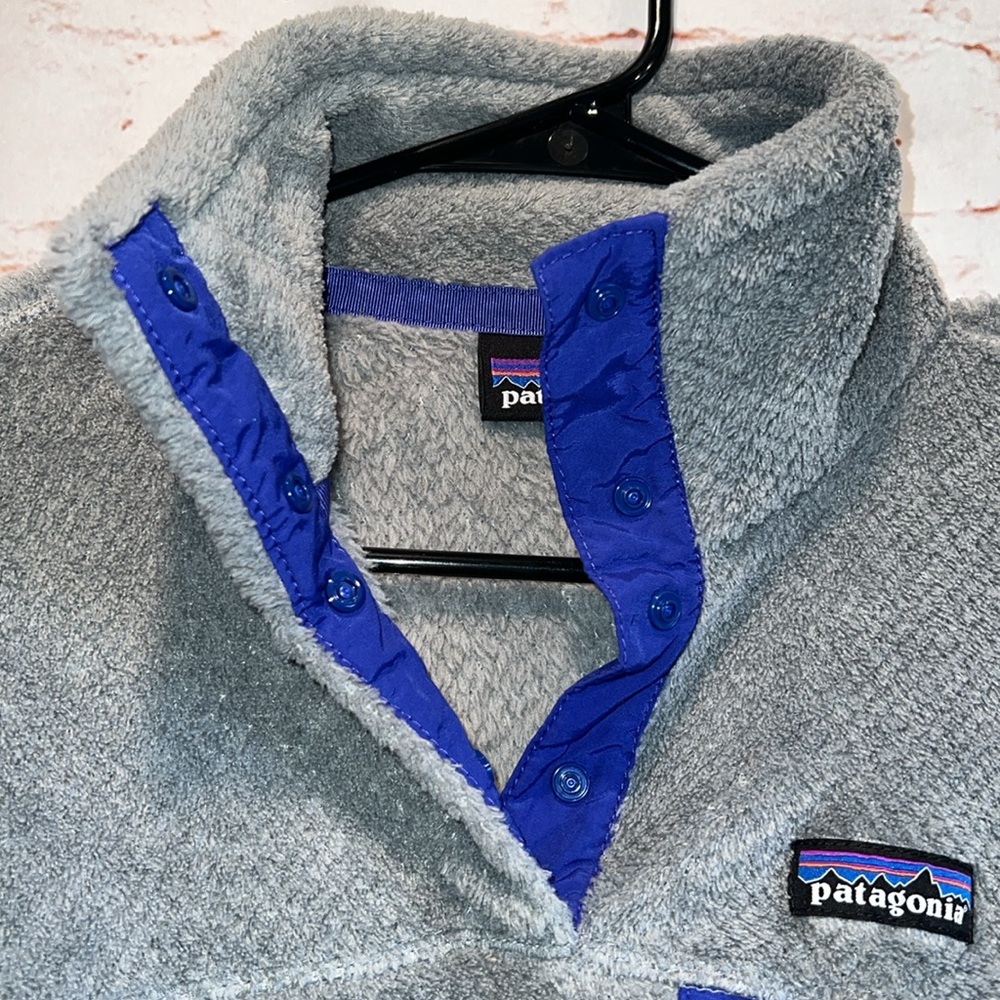 Patagonia Sweater Womens Xs Gray Blue Snap T Pullover Polar Tech Fleece Re Tool View 6